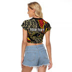 Personalized Penrith Panthers ANZAC Raglan Cropped T Shirt Aboriginal Indigenous Poppy Panther Warrior