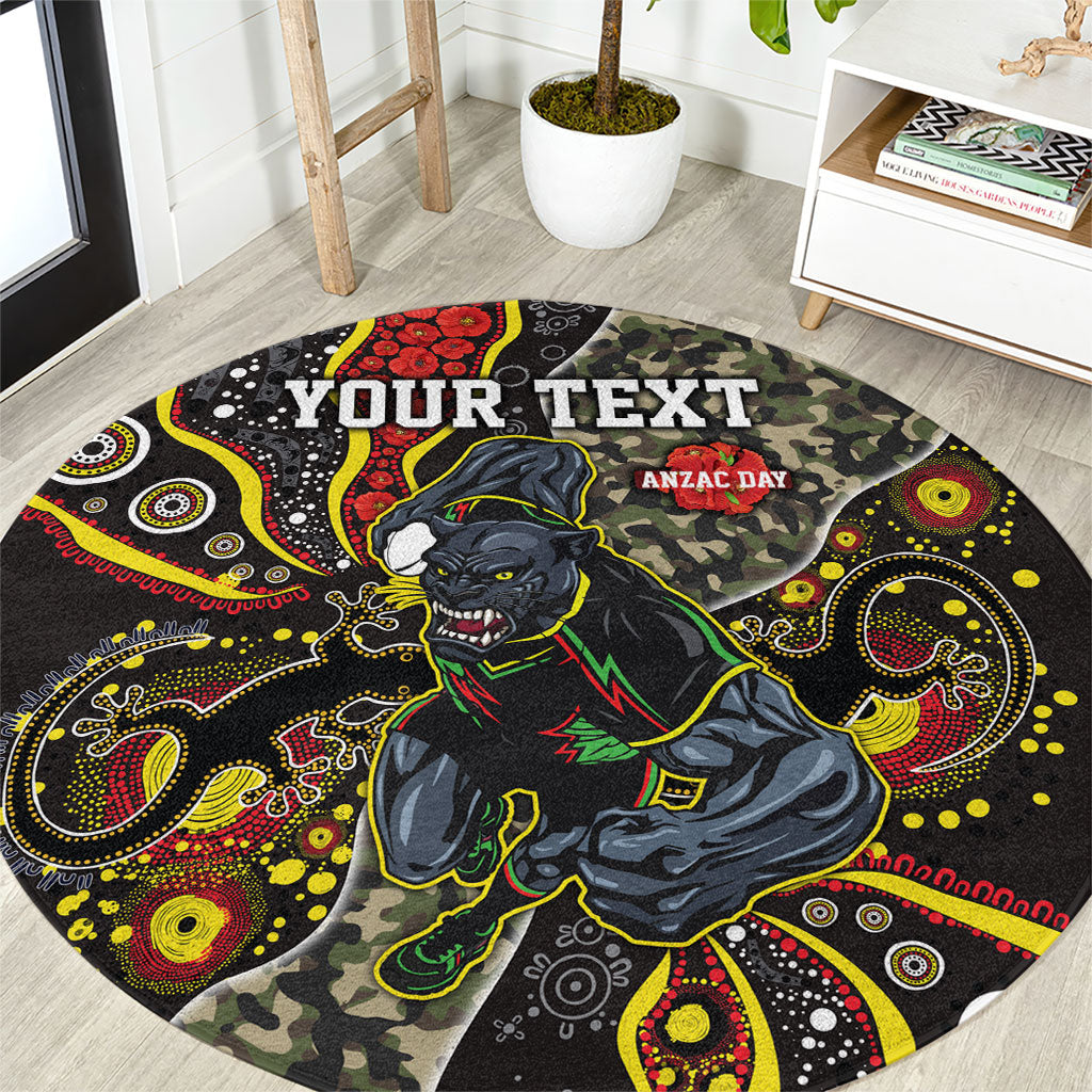 Personalized Penrith Panthers ANZAC Round Carpet Aboriginal Indigenous Poppy Panther Warrior