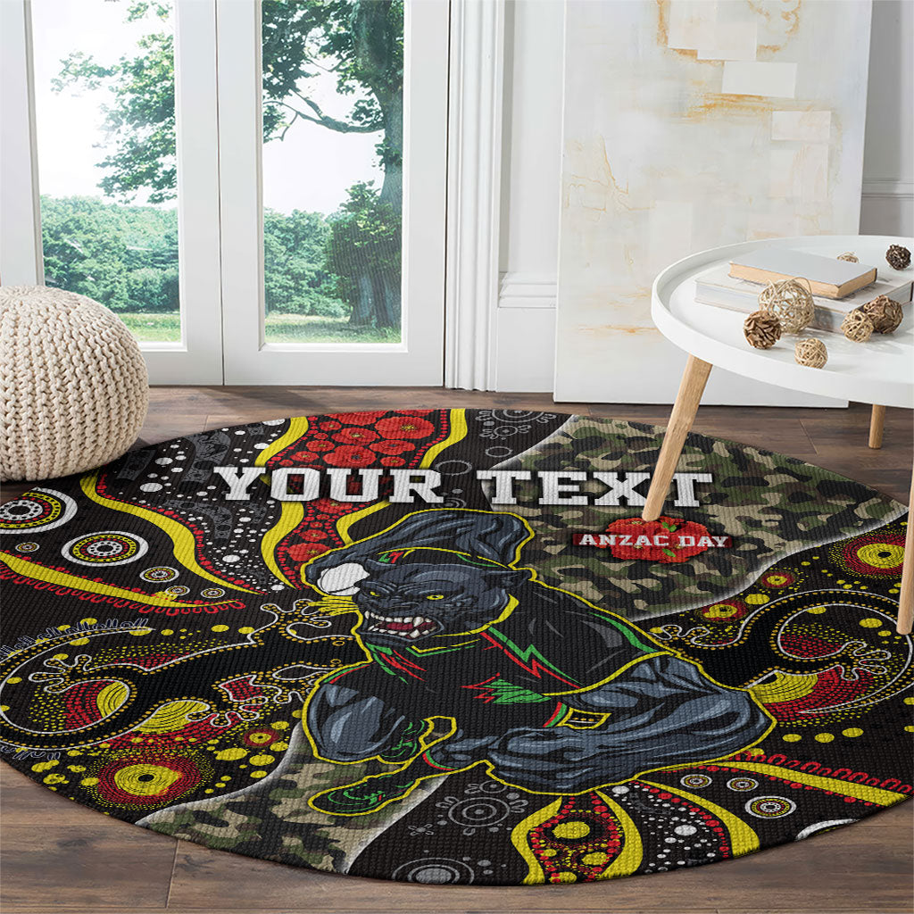 Personalized Penrith Panthers ANZAC Round Carpet Aboriginal Indigenous Poppy Panther Warrior