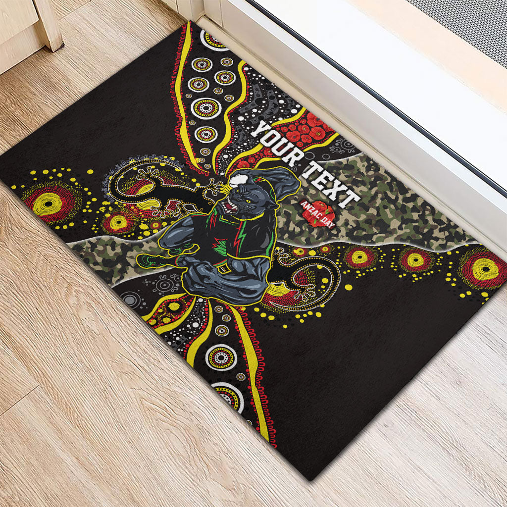 Personalized Penrith Panthers ANZAC Rubber Doormat Aboriginal Indigenous Poppy Panther Warrior