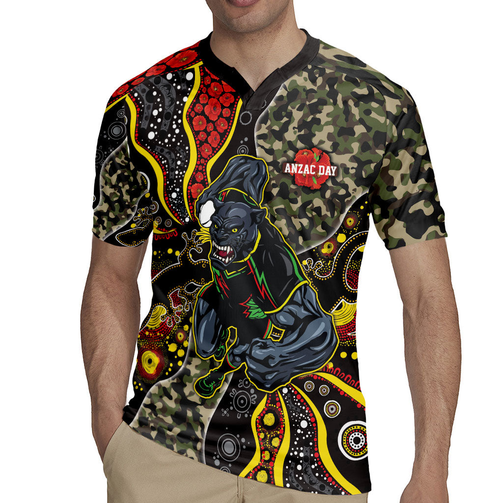Personalized Penrith Panthers ANZAC Rugby Jersey Aboriginal Indigenous Poppy Panther Warrior