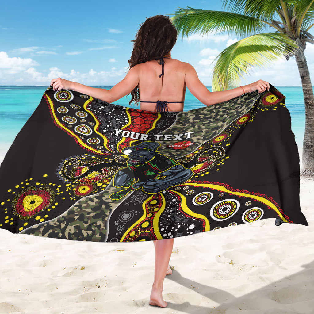 Personalized Penrith Panthers ANZAC Sarong Aboriginal Indigenous Poppy Panther Warrior