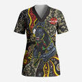 Personalized Penrith Panthers ANZAC Scrub Top Aboriginal Indigenous Poppy Panther Warrior