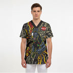 Personalized Penrith Panthers ANZAC Scrub Top Aboriginal Indigenous Poppy Panther Warrior