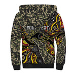Personalized Penrith Panthers ANZAC Sherpa Hoodie Aboriginal Indigenous Poppy Panther Warrior