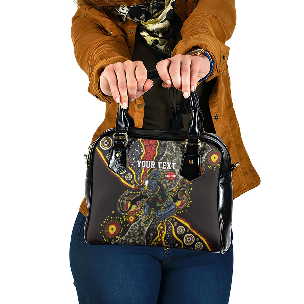 Personalized Penrith Panthers ANZAC Shoulder Handbag Aboriginal Indigenous Poppy Panther Warrior