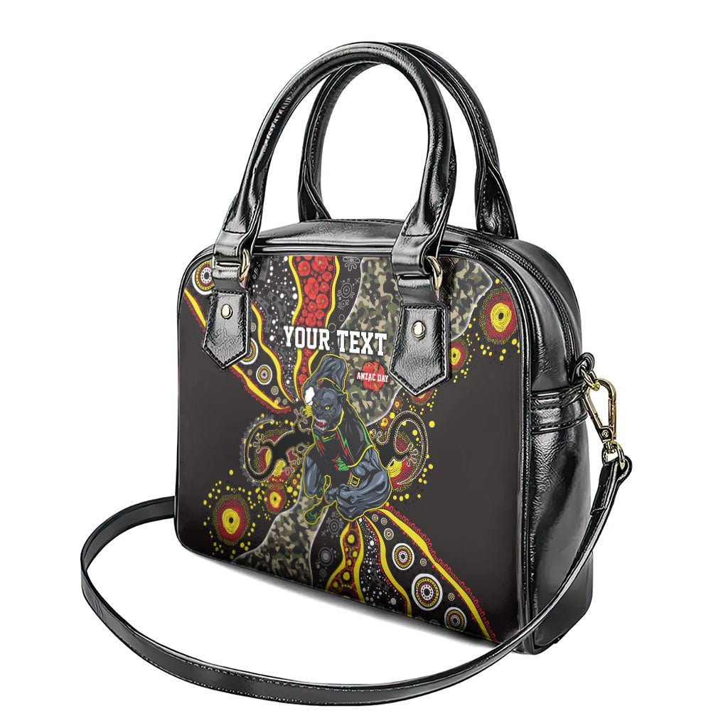 Personalized Penrith Panthers ANZAC Shoulder Handbag Aboriginal Indigenous Poppy Panther Warrior