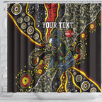 Personalized Penrith Panthers ANZAC Shower Curtain Aboriginal Indigenous Poppy Panther Warrior