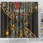Personalized Penrith Panthers ANZAC Shower Curtain Aboriginal Indigenous Poppy Panther Warrior
