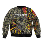 Personalized Penrith Panthers ANZAC Sleeve Zip Bomber Jacket Aboriginal Indigenous Poppy Panther Warrior