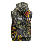 Personalized Penrith Panthers ANZAC Sleeveless Hoodie Aboriginal Indigenous Poppy Panther Warrior