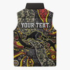Personalized Penrith Panthers ANZAC Sleeveless Puffer Jacket Aboriginal Indigenous Poppy Panther Warrior