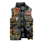 Personalized Penrith Panthers ANZAC Sleeveless Puffer Jacket Aboriginal Indigenous Poppy Panther Warrior