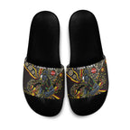 Personalized Penrith Panthers ANZAC Slide Sandals Aboriginal Indigenous Poppy Panther Warrior