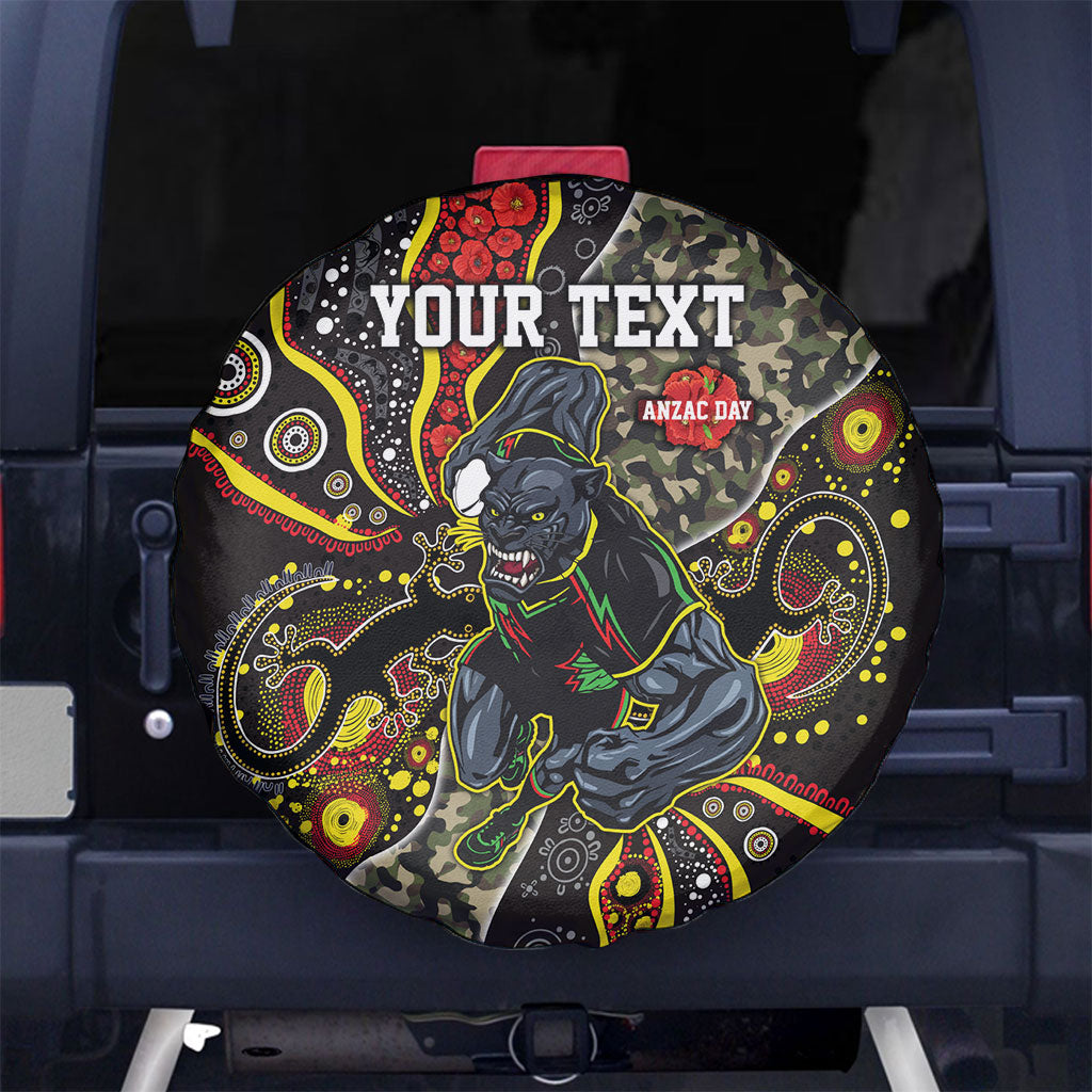 Personalized Penrith Panthers ANZAC Spare Tire Cover Aboriginal Indigenous Poppy Panther Warrior