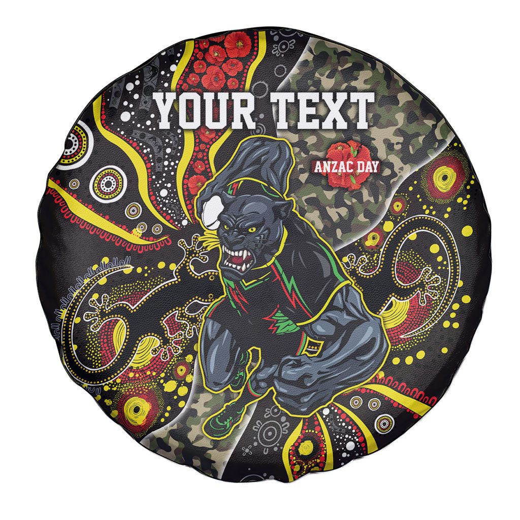 Personalized Penrith Panthers ANZAC Spare Tire Cover Aboriginal Indigenous Poppy Panther Warrior