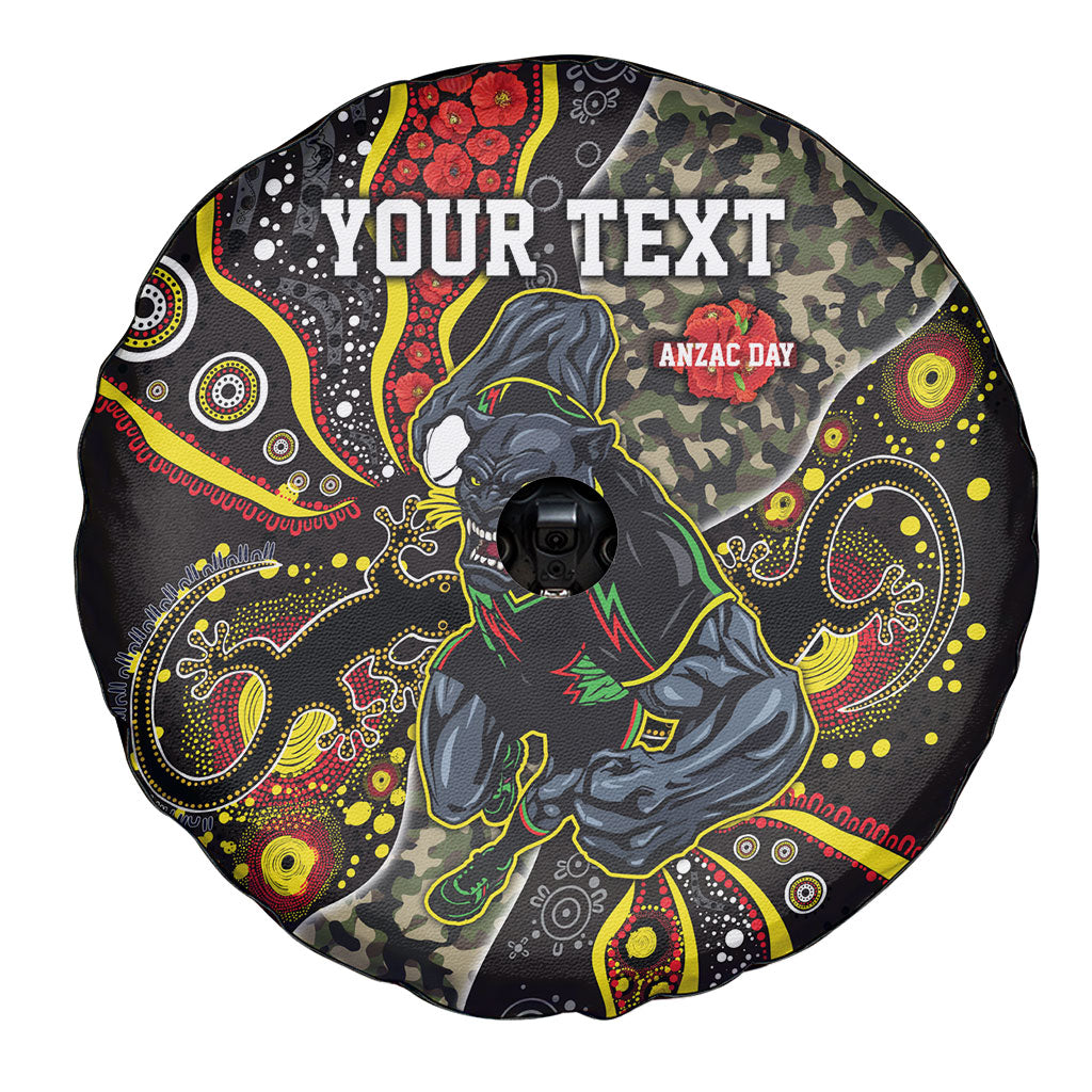 Personalized Penrith Panthers ANZAC Spare Tire Cover Aboriginal Indigenous Poppy Panther Warrior