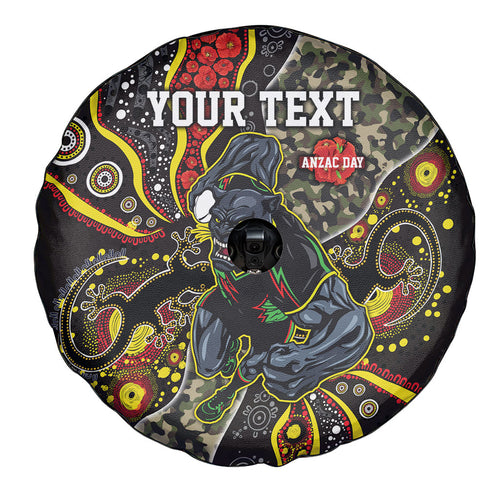 Personalized Penrith Panthers ANZAC Spare Tire Cover Aboriginal Indigenous Poppy Panther Warrior