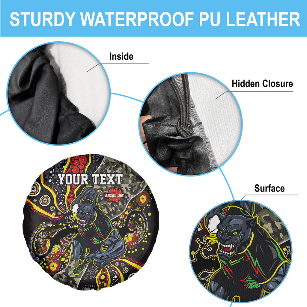 Personalized Penrith Panthers ANZAC Spare Tire Cover Aboriginal Indigenous Poppy Panther Warrior