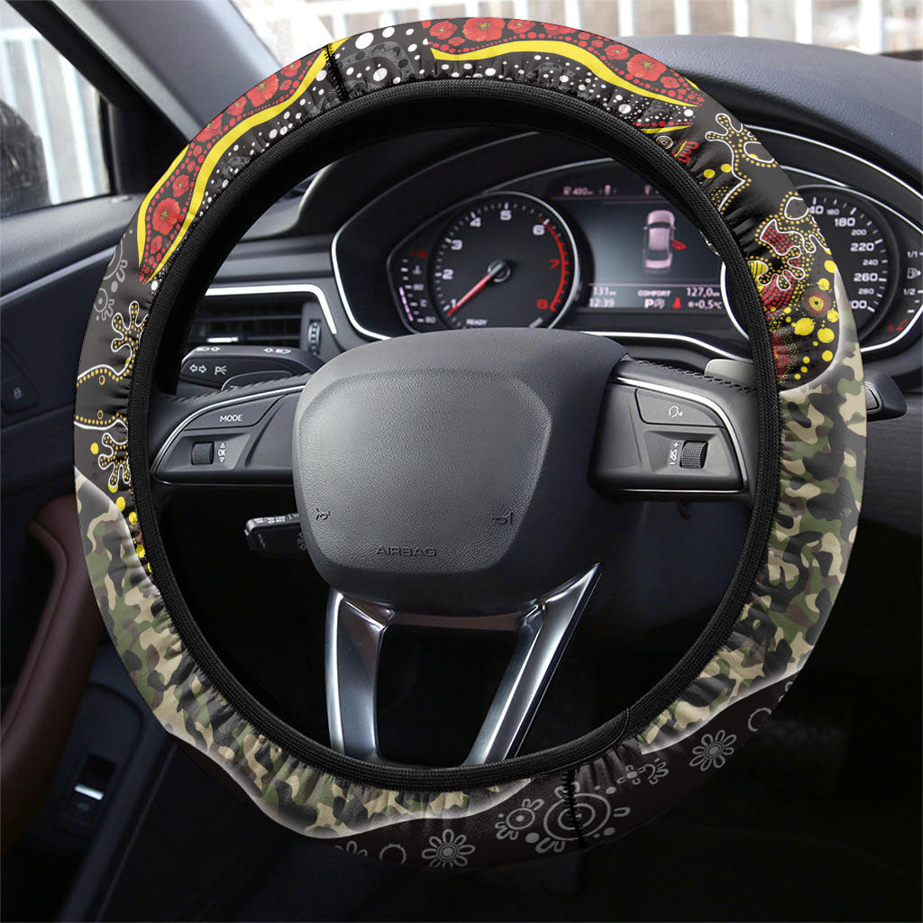 Penrith Panthers ANZAC Steering Wheel Cover Aboriginal Indigenous Poppy Panther Warrior