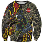 Personalized Penrith Panthers ANZAC Sweatshirt Aboriginal Indigenous Poppy Panther Warrior