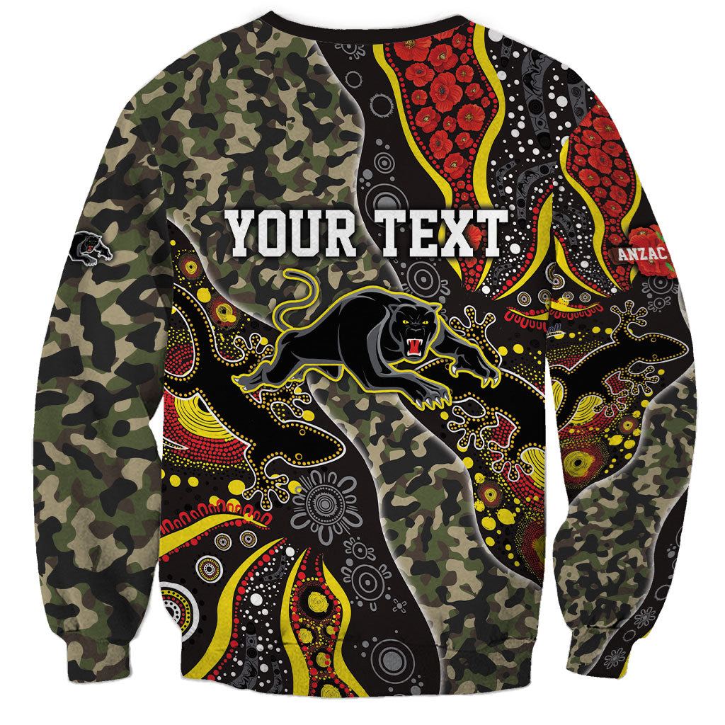 Personalized Penrith Panthers ANZAC Sweatshirt Aboriginal Indigenous Poppy Panther Warrior