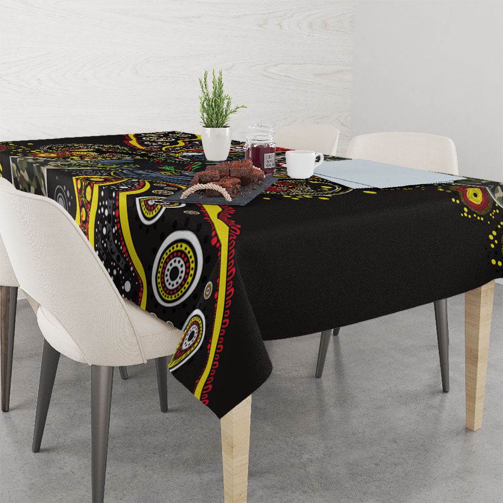Personalized Penrith Panthers ANZAC Tablecloth Aboriginal Indigenous Poppy Panther Warrior