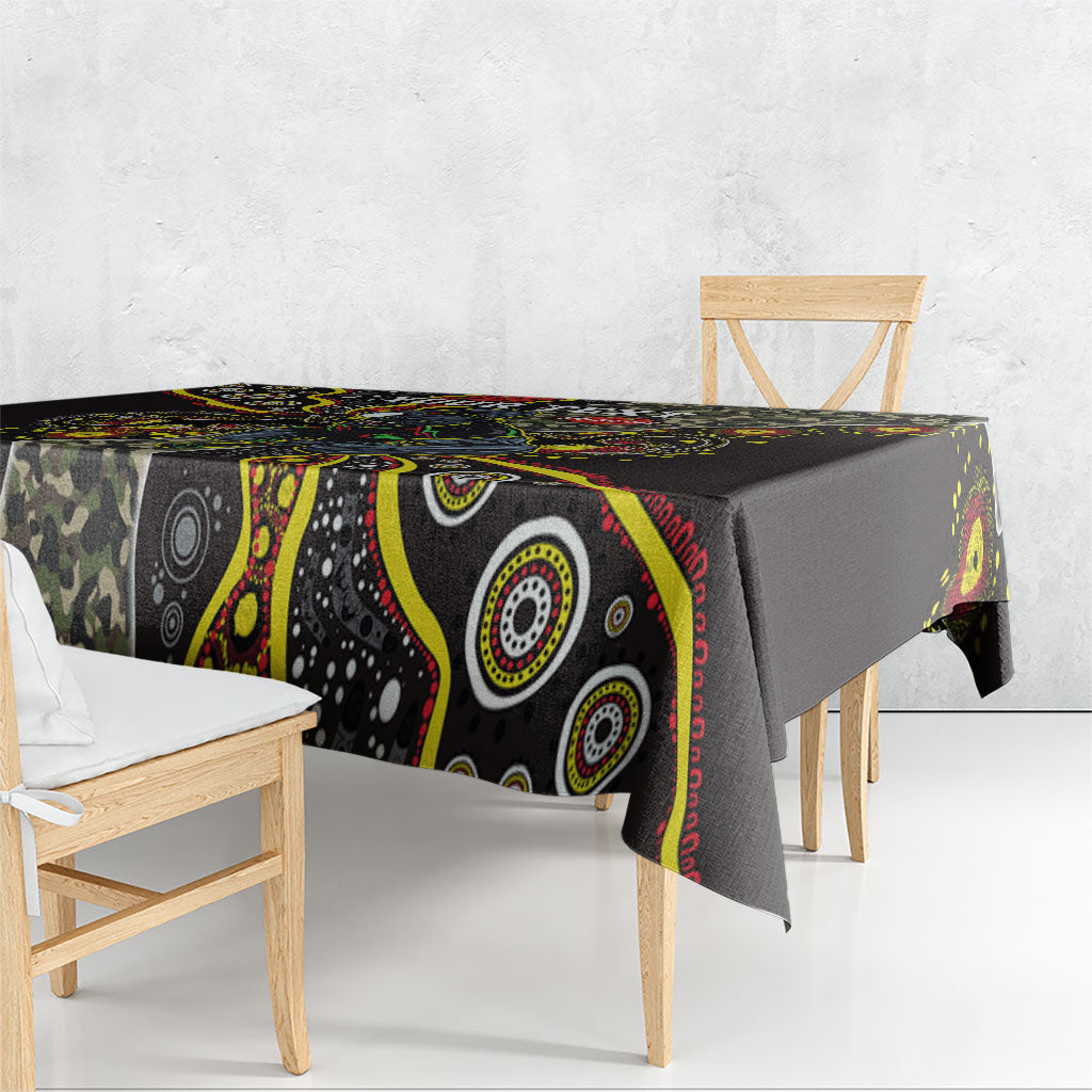 Personalized Penrith Panthers ANZAC Tablecloth Aboriginal Indigenous Poppy Panther Warrior