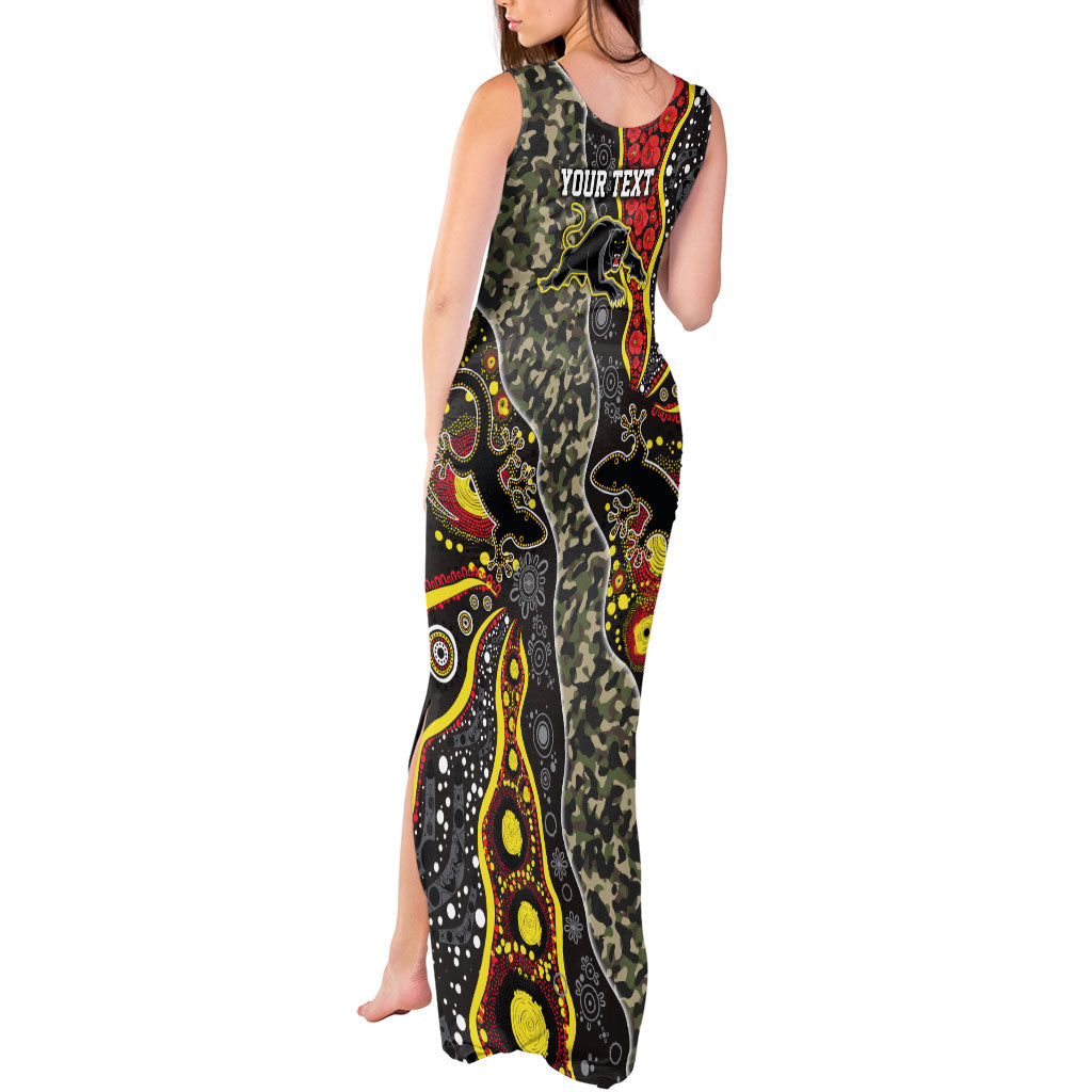 Personalized Penrith Panthers ANZAC Tank Maxi Dress Aboriginal Indigenous Poppy Panther Warrior