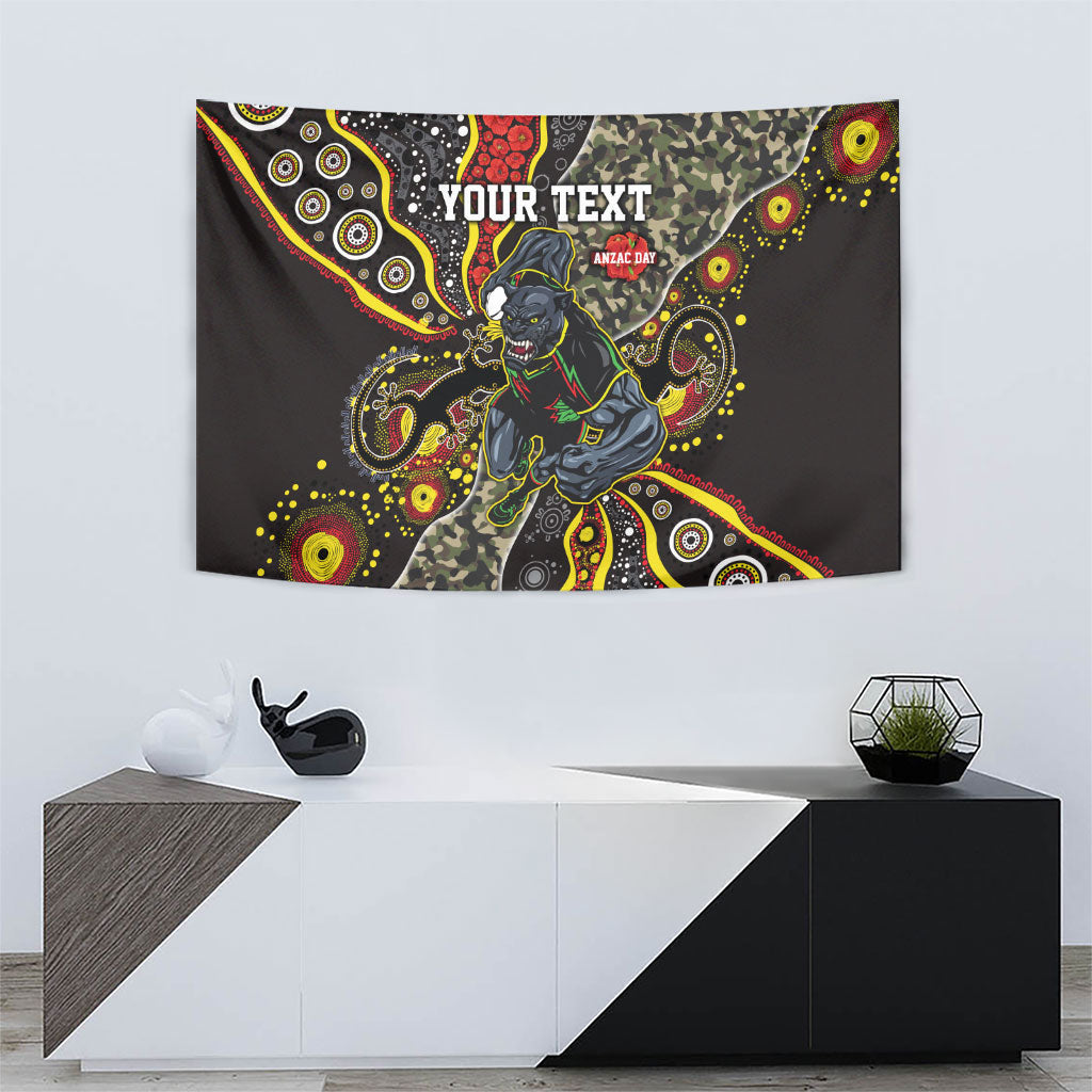 Personalized Penrith Panthers ANZAC Tapestry Aboriginal Indigenous Poppy Panther Warrior