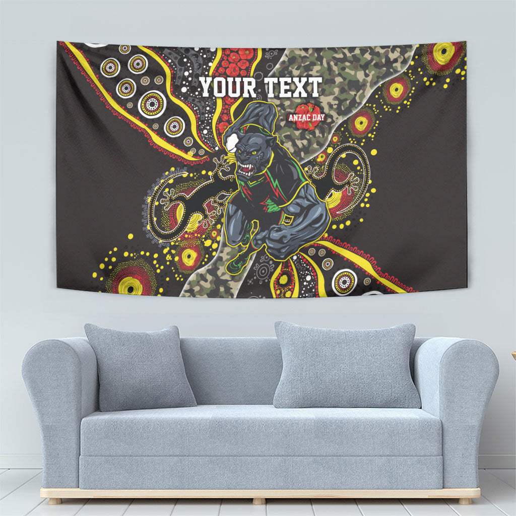 Personalized Penrith Panthers ANZAC Tapestry Aboriginal Indigenous Poppy Panther Warrior