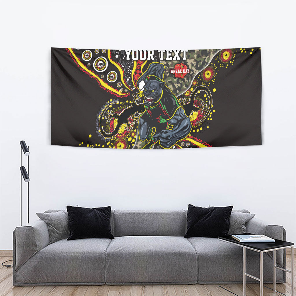 Personalized Penrith Panthers ANZAC Tapestry Aboriginal Indigenous Poppy Panther Warrior