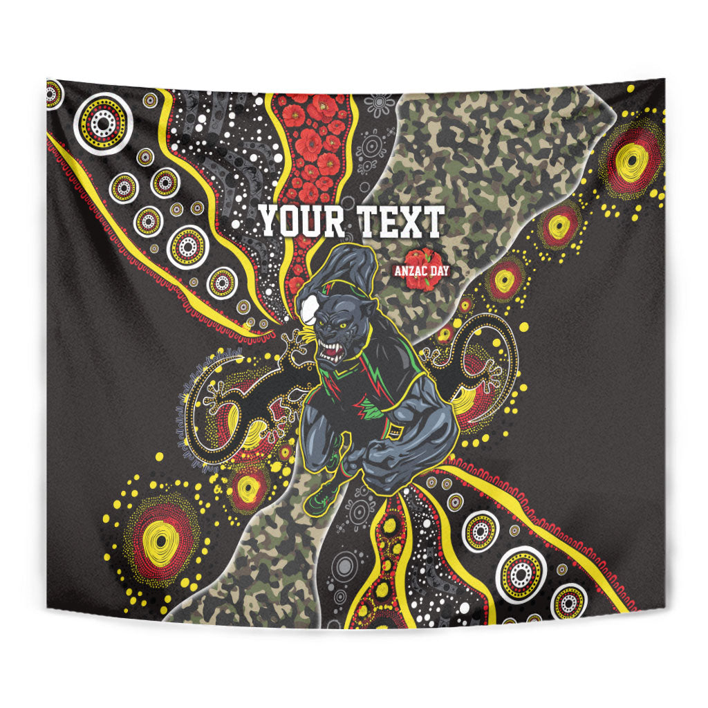 Personalized Penrith Panthers ANZAC Tapestry Aboriginal Indigenous Poppy Panther Warrior