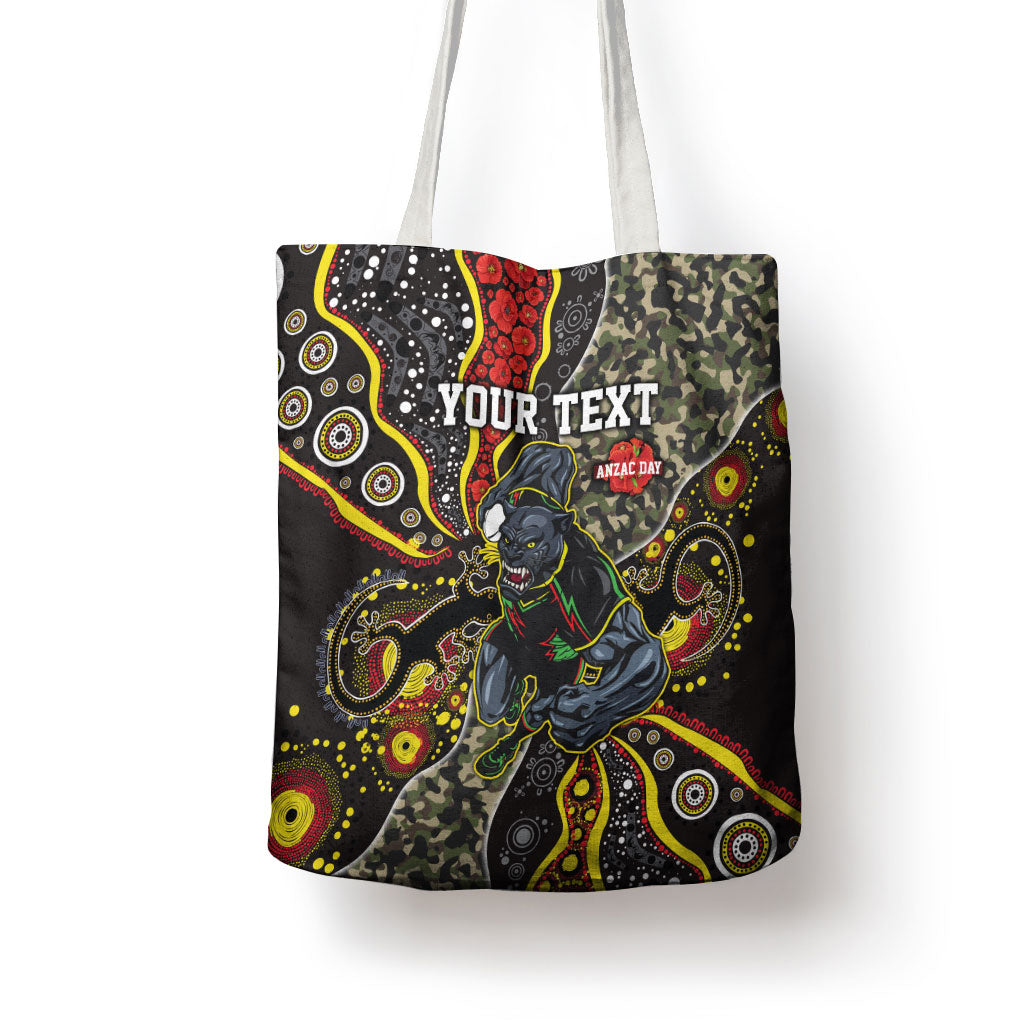 Personalized Penrith Panthers ANZAC Tote Bag Aboriginal Indigenous Poppy Panther Warrior