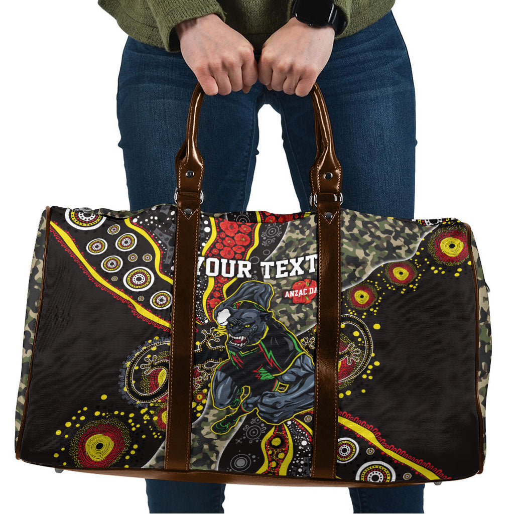Personalized Penrith Panthers ANZAC Travel Bag Aboriginal Indigenous Poppy Panther Warrior