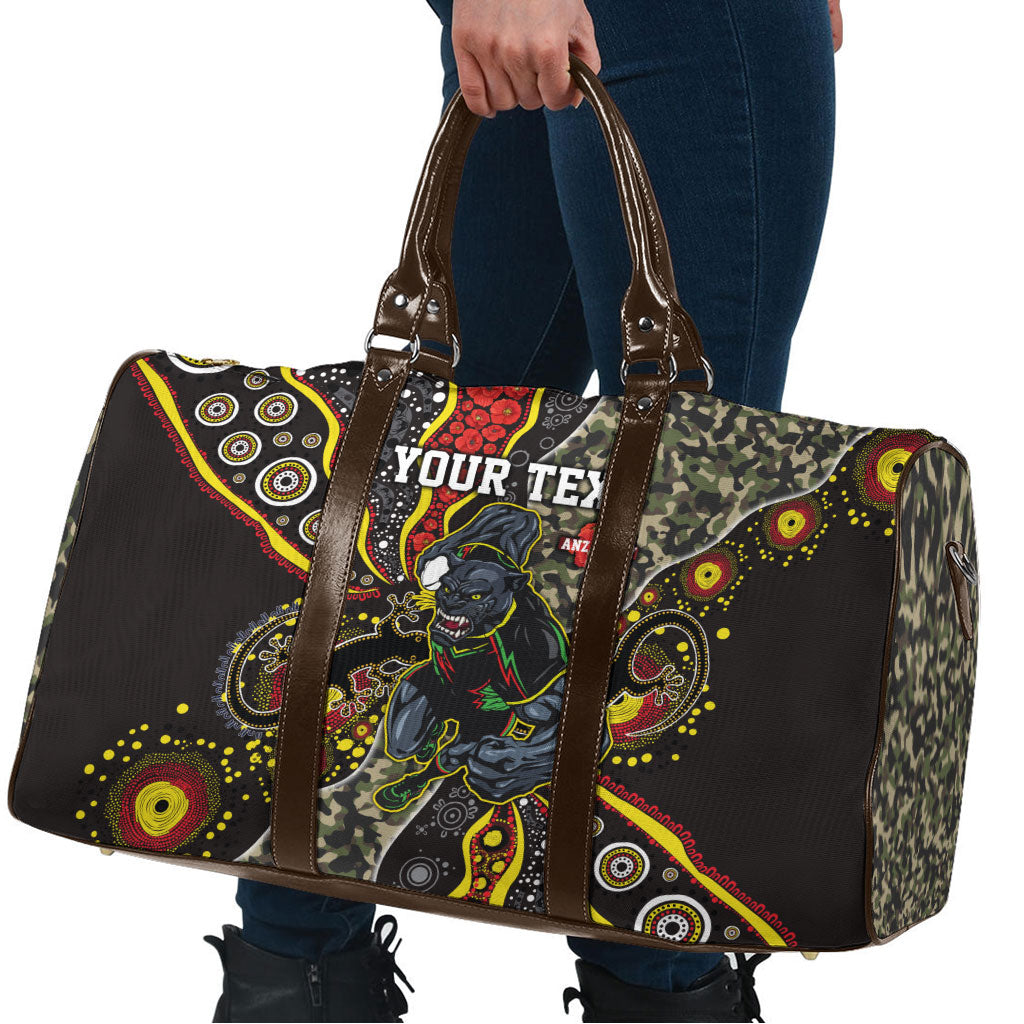 Personalized Penrith Panthers ANZAC Travel Bag Aboriginal Indigenous Poppy Panther Warrior