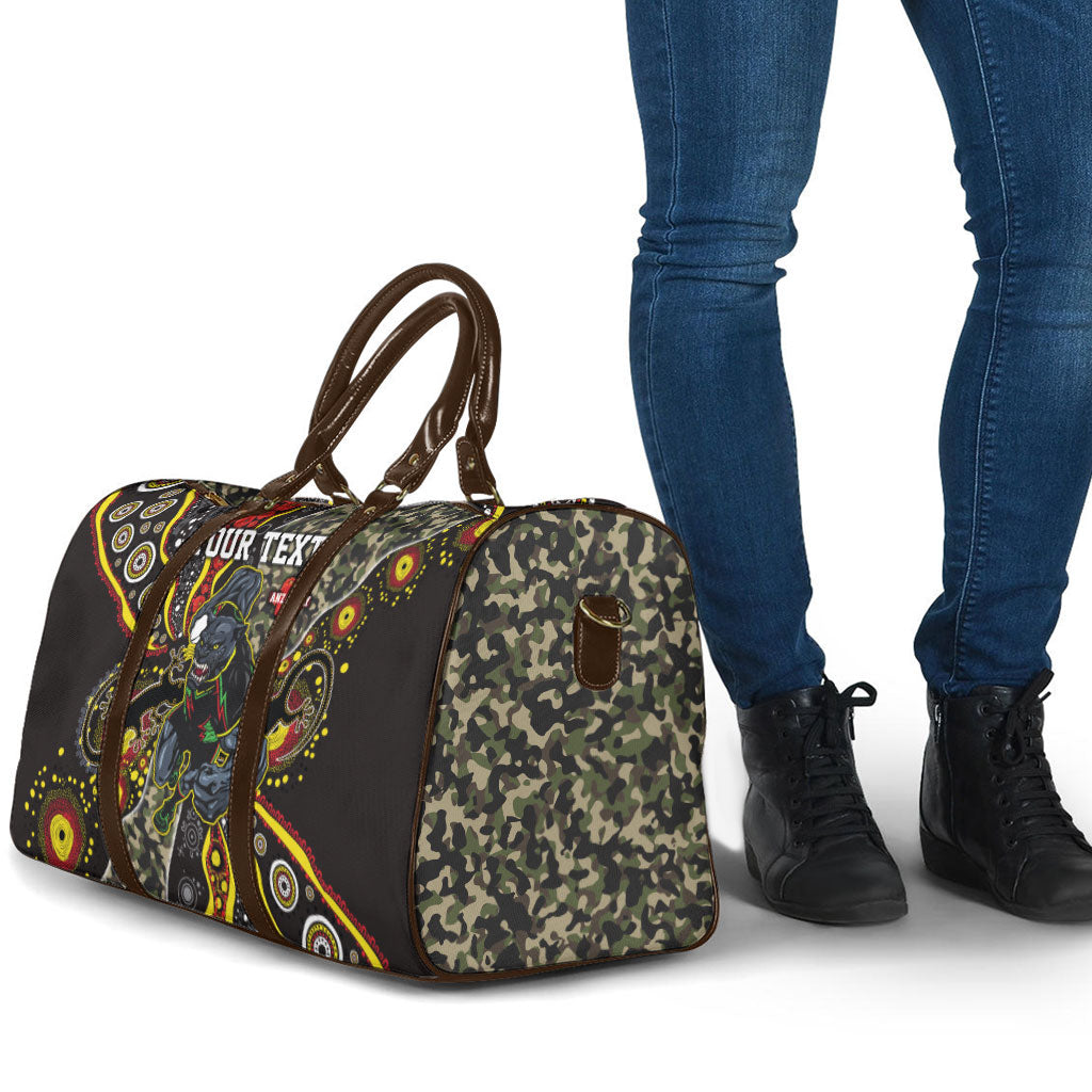 Personalized Penrith Panthers ANZAC Travel Bag Aboriginal Indigenous Poppy Panther Warrior
