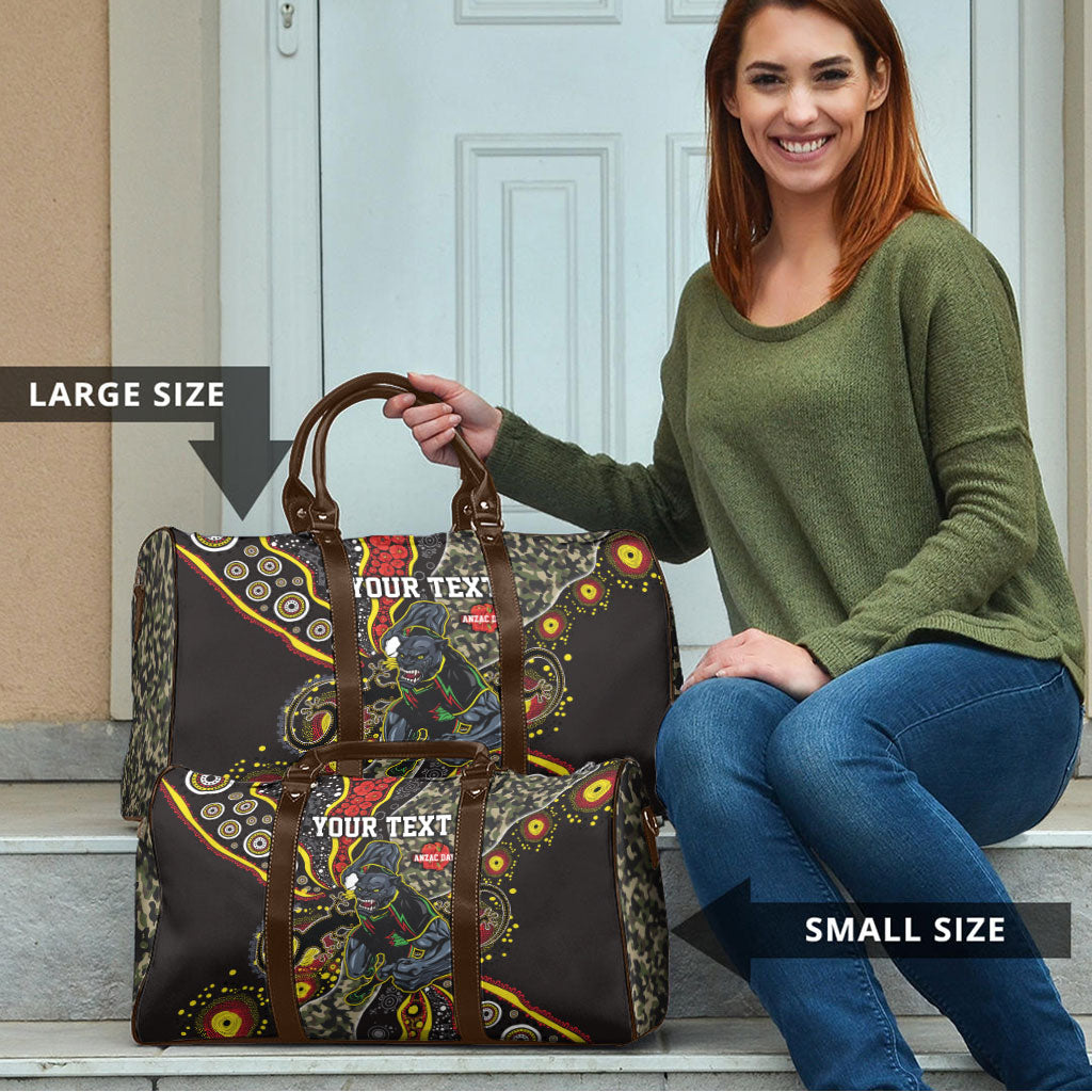 Personalized Penrith Panthers ANZAC Travel Bag Aboriginal Indigenous Poppy Panther Warrior