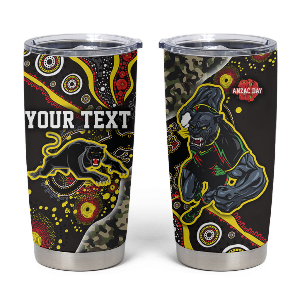 Personalized Penrith Panthers ANZAC Tumbler Cup Aboriginal Indigenous Poppy Panther Warrior