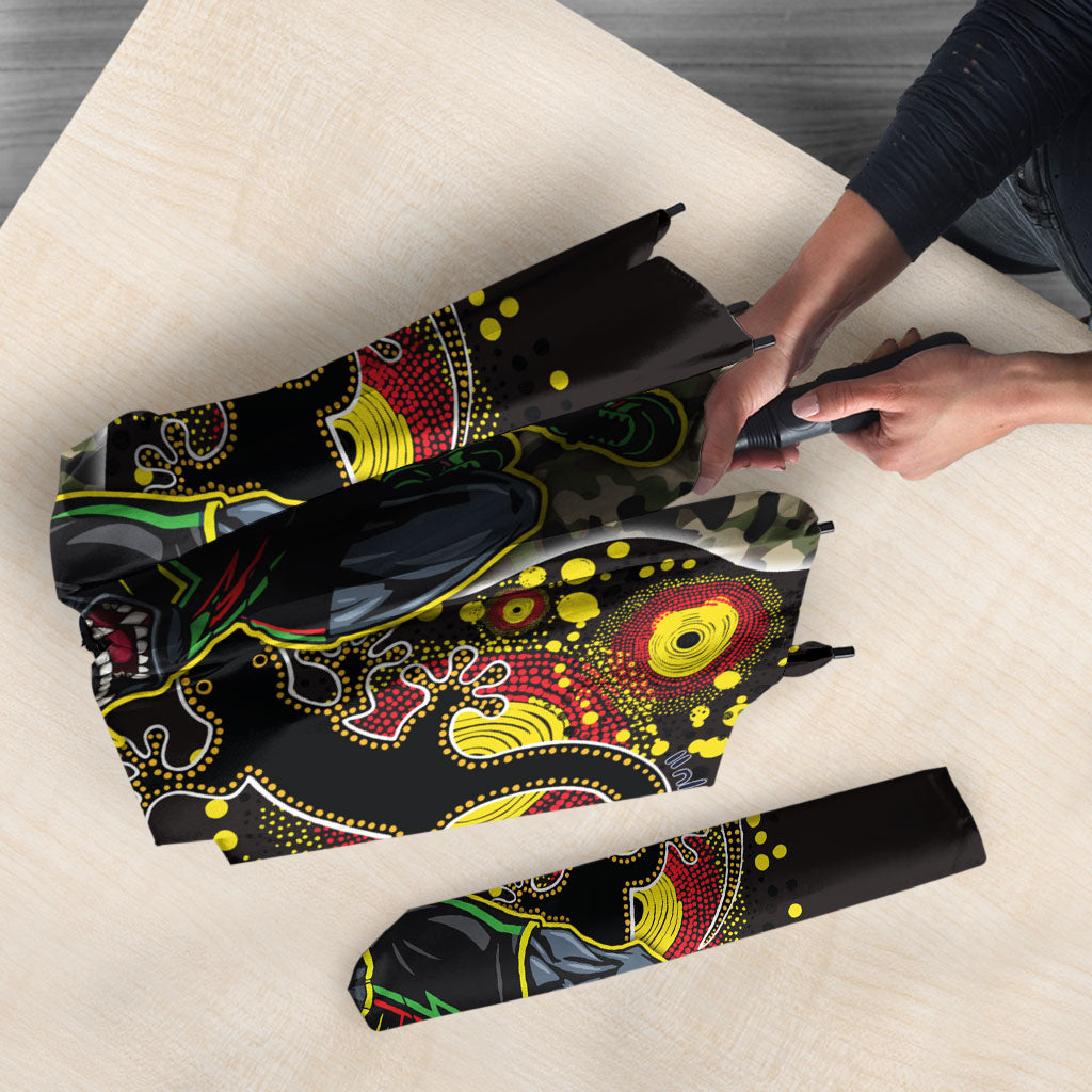 Personalized Penrith Panthers ANZAC Umbrella Aboriginal Indigenous Poppy Panther Warrior