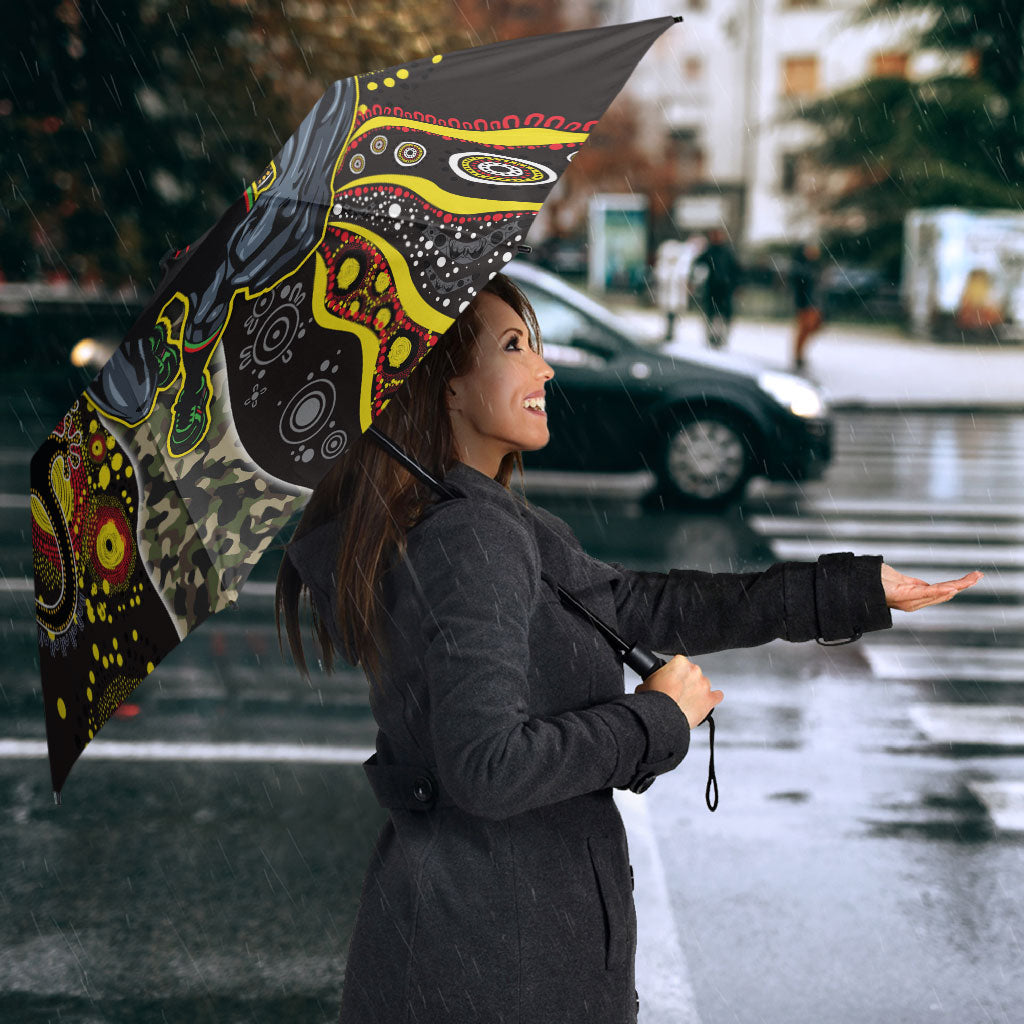 Personalized Penrith Panthers ANZAC Umbrella Aboriginal Indigenous Poppy Panther Warrior