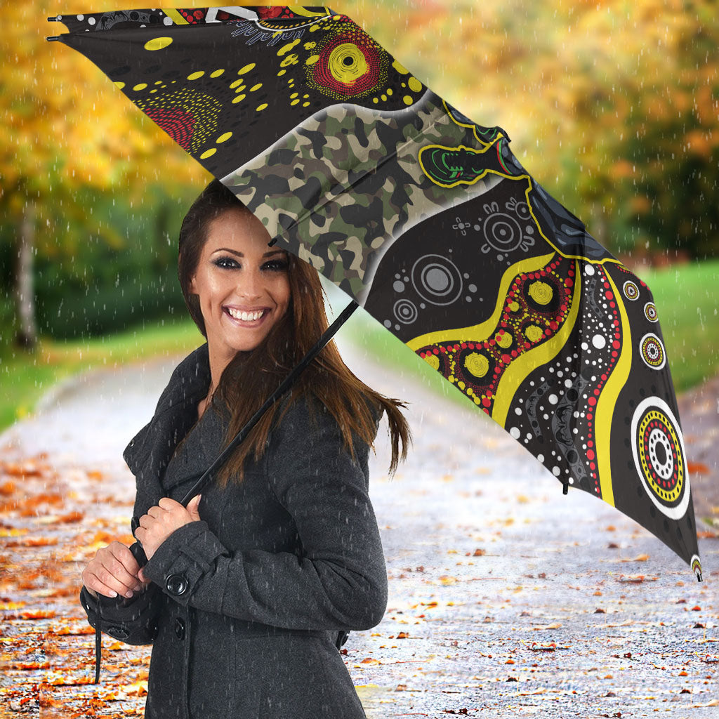 Personalized Penrith Panthers ANZAC Umbrella Aboriginal Indigenous Poppy Panther Warrior