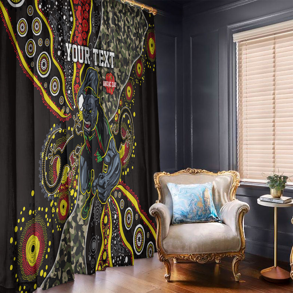 Personalized Penrith Panthers ANZAC Window Curtain Aboriginal Indigenous Poppy Panther Warrior