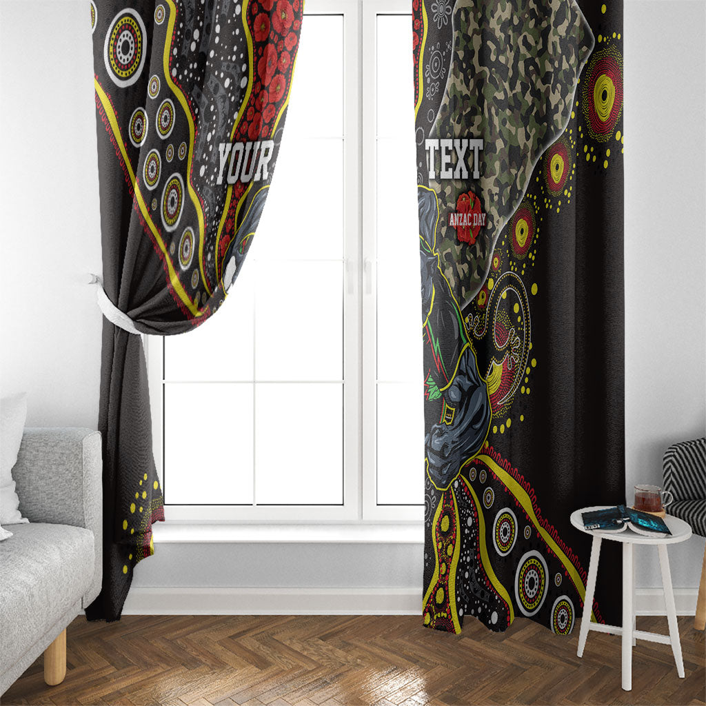 Personalized Penrith Panthers ANZAC Window Curtain Aboriginal Indigenous Poppy Panther Warrior