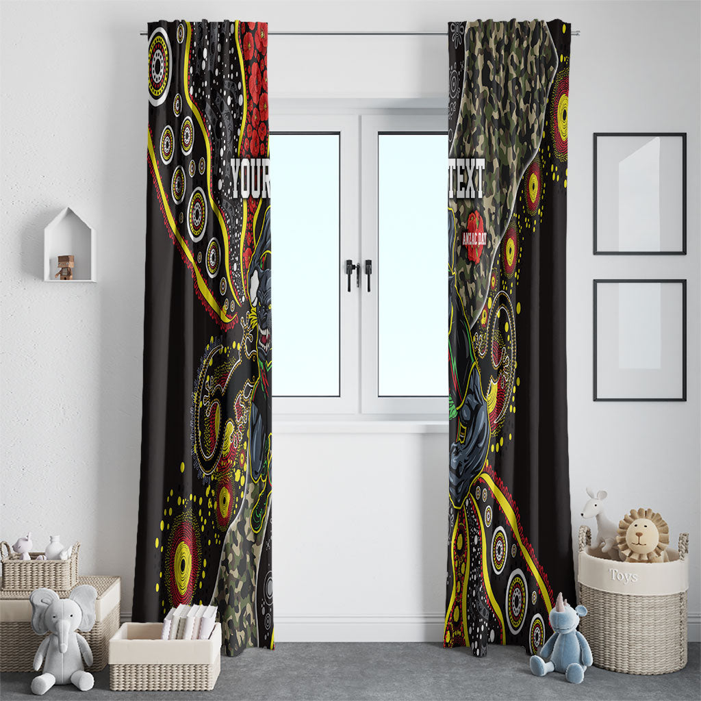 Personalized Penrith Panthers ANZAC Window Curtain Aboriginal Indigenous Poppy Panther Warrior