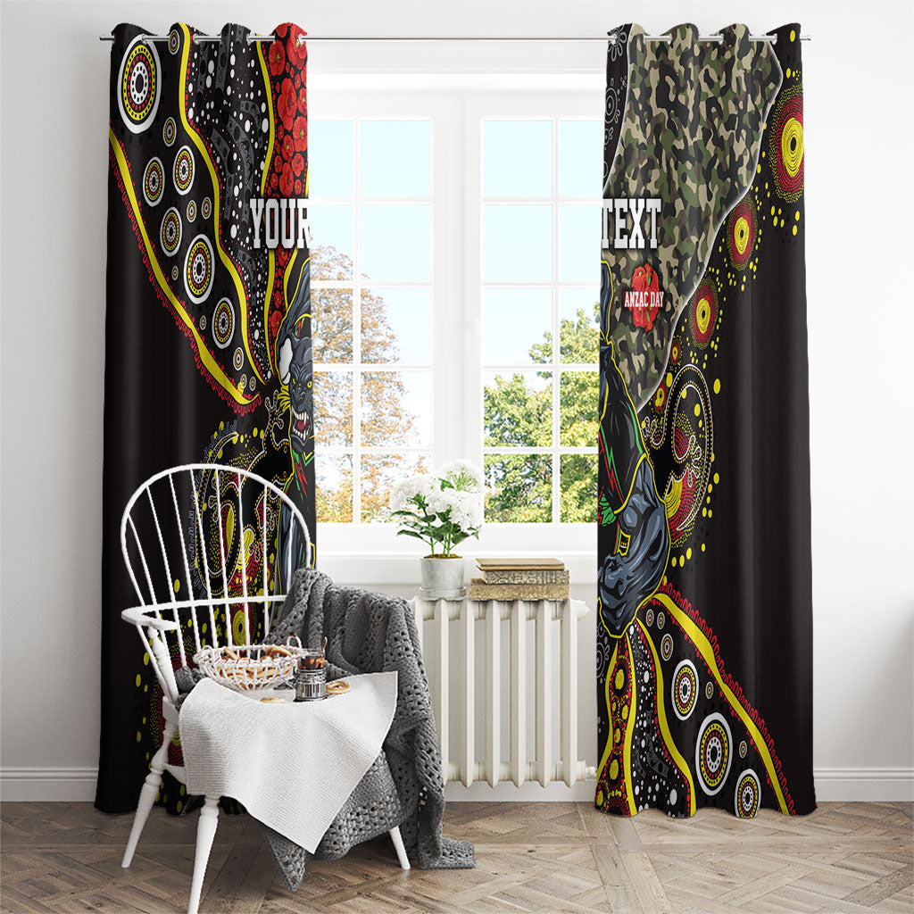 Personalized Penrith Panthers ANZAC Window Curtain Aboriginal Indigenous Poppy Panther Warrior