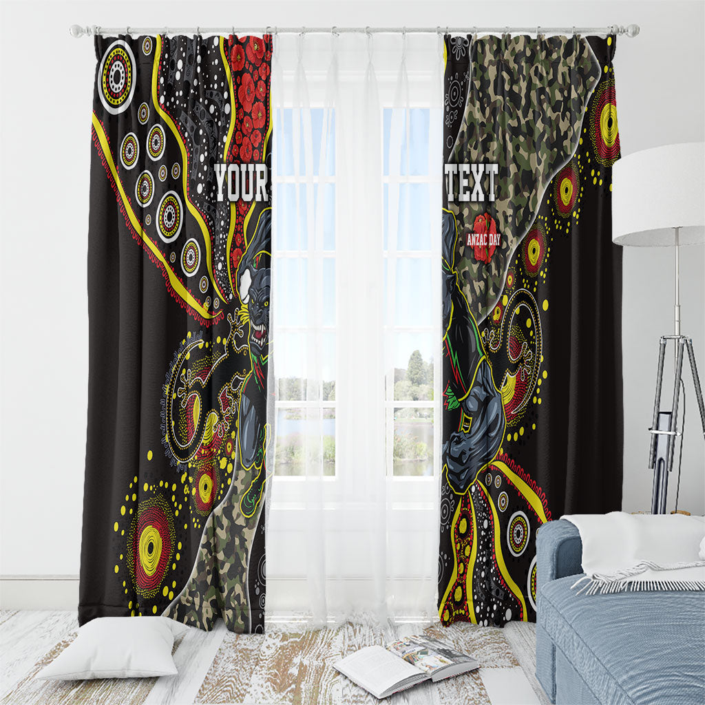 Personalized Penrith Panthers ANZAC Window Curtain Aboriginal Indigenous Poppy Panther Warrior
