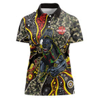 Personalized Penrith Panthers ANZAC Women Polo Shirt Aboriginal Indigenous Poppy Panther Warrior