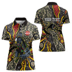 Personalized Penrith Panthers ANZAC Women Polo Shirt Aboriginal Indigenous Poppy Panther Warrior