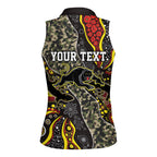 Personalized Penrith Panthers ANZAC Women Sleeveless Polo Shirt Aboriginal Indigenous Poppy Panther Warrior